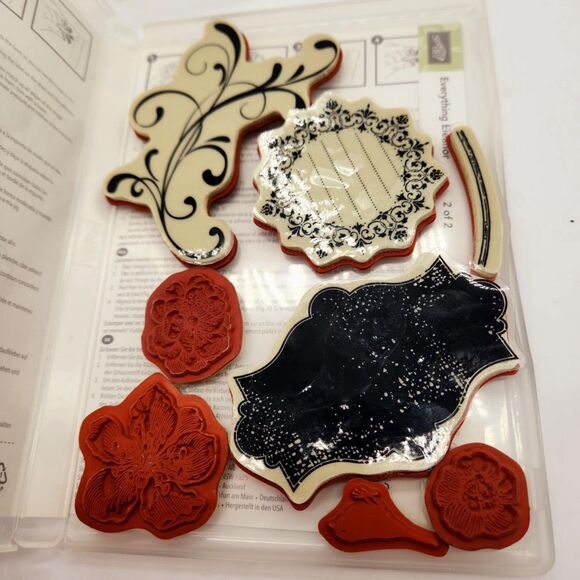 Stampin Up Everything Eleanor Cling Stamp Set Unmounted Flowers Frames - Picture 3 of 5